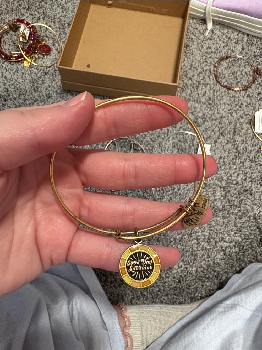 Alex and Ani Gold and Yellow 'Good Day Sunshine' Charm Bangle